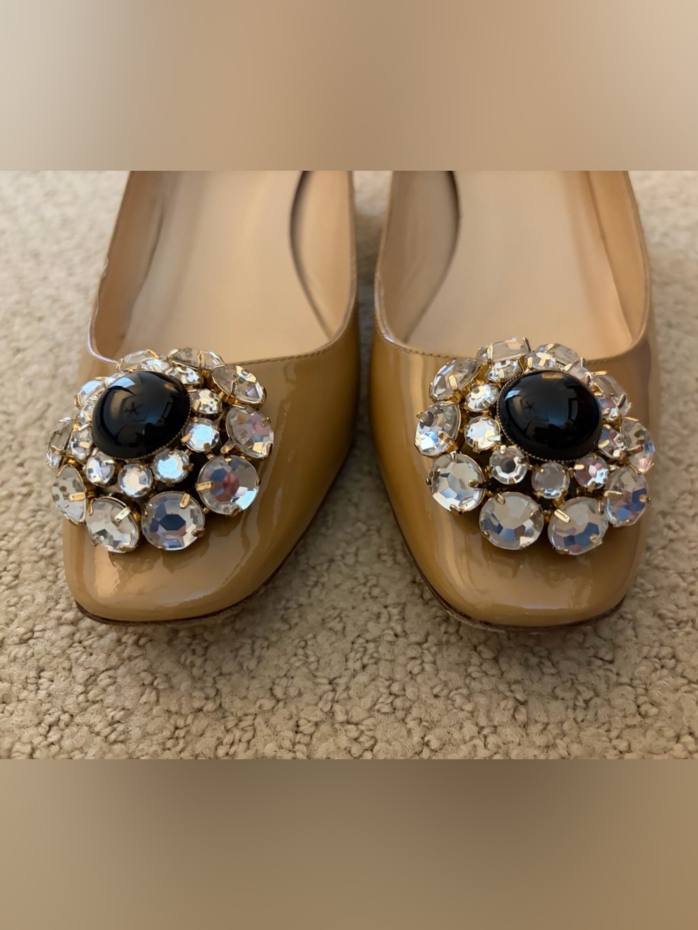 kate spade Tan Patent Leather Jeweled Toe Pumps - Picture 5 of 9